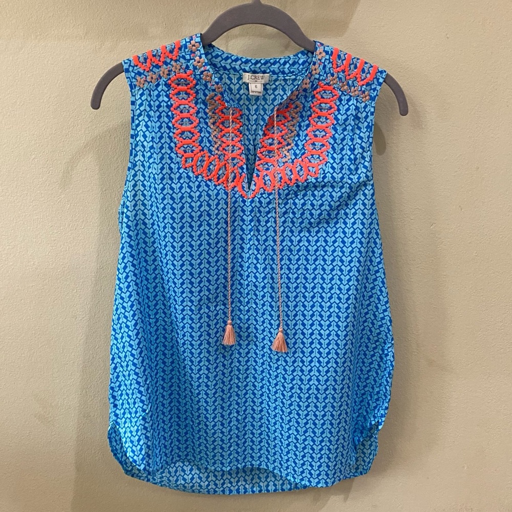 J. Crew Embroidered Sleeveless Top